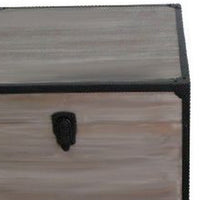 Distressed Wood Square Trunk with Metal Frame Support, Set of 2, Gray - BM233460