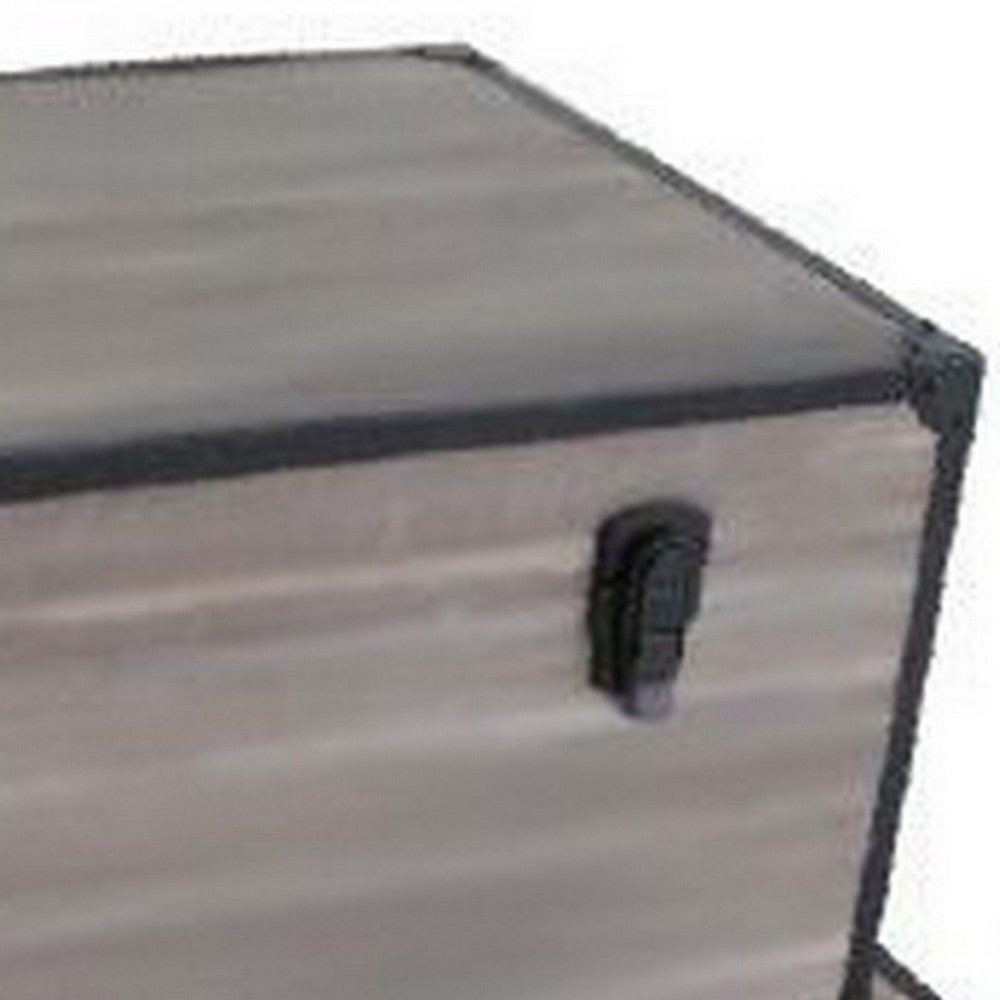 Distressed Wood Rectangular Trunk with Metal Frame Support, Set of 2, Gray - BM233461