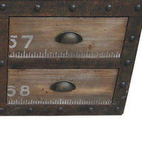 Rustic Style Wood and Metal 4 Drawer Trunk Chest with Rivet Details, Brown - BM233462