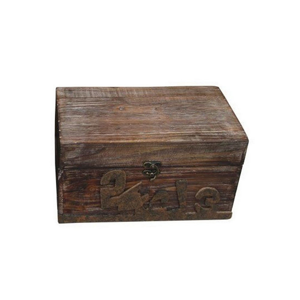 Rustic Style Wood Storage Box with Rustic Metal Accents, Set of 2, Brown - BM233463