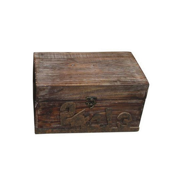 Rustic Style Wood Storage Box with Rustic Metal Accents, Set of 2, Brown - BM233463