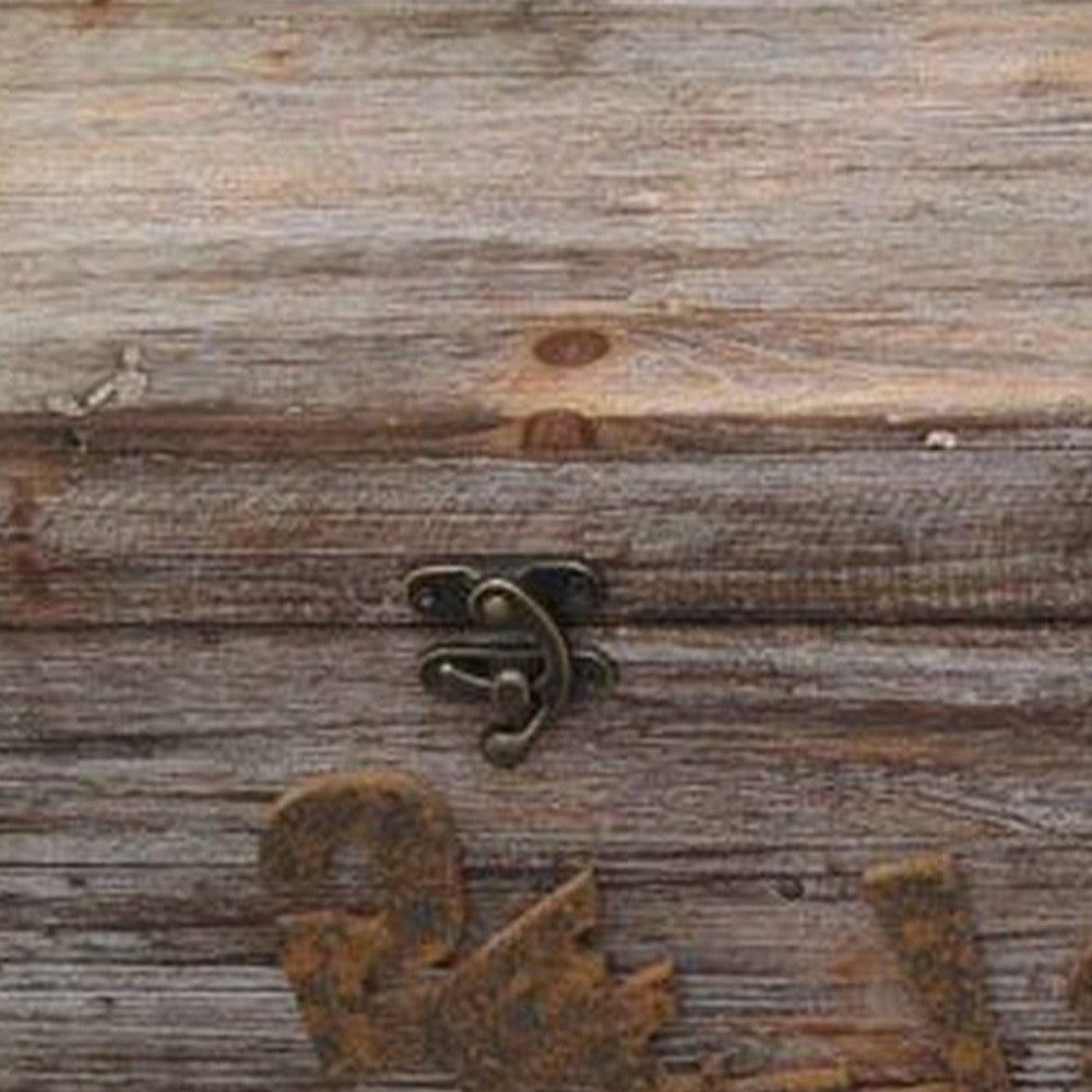 Rustic Style Wood Storage Box with Rustic Metal Accents, Set of 2, Brown - BM233463