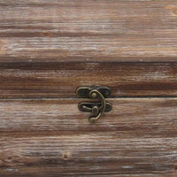 Wooden Storage Box with Antique Metal Swing Hook Clasp, Distressed Brown - BM233464