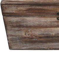 Wooden Storage Box with Antique Metal Swing Hook Clasp, Distressed Brown - BM233464