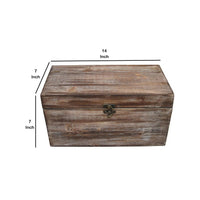 Wooden Storage Box with Antique Metal Swing Hook Clasp, Distressed Brown - BM233464