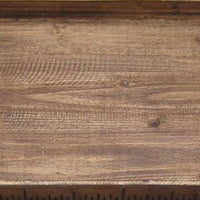 Rough Sawn Textured Rectangular Wooden Ruler Tray, Set of 3, Brown - BM233465