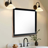 Dual Tone Stainless Steel Frame Wall Mirror, Black and Gold - BM233590