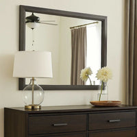 39 Inch Contemporary Wooden Frame Mirror, Gray - BM233727