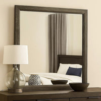 35 Inch Transitional Style Wooden Frame Mirror, Gray - BM233729
