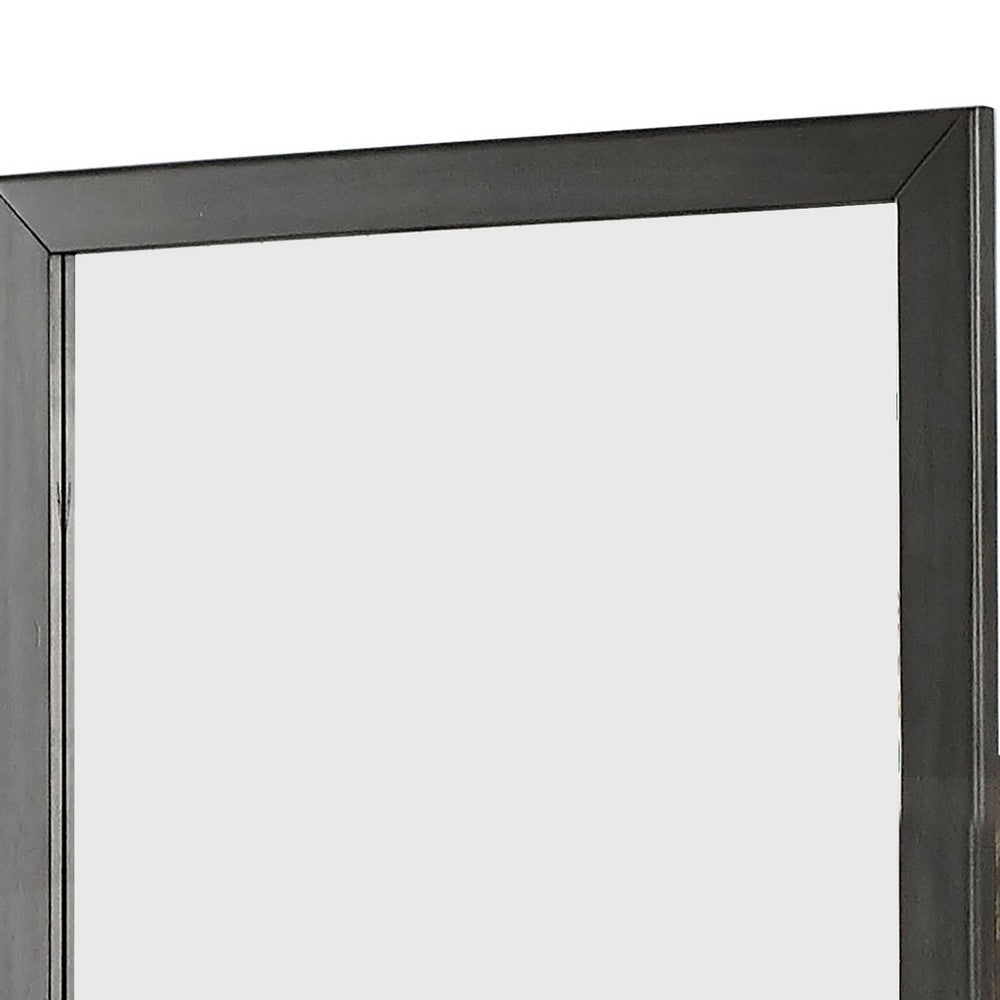 32 Inch Transitional Style Wooden Frame Mirror, Gray - BM233732