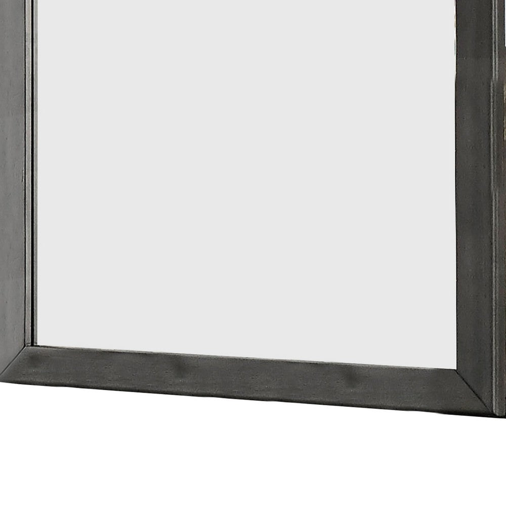 32 Inch Transitional Style Wooden Frame Mirror, Gray - BM233732