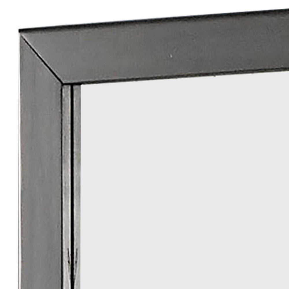 32 Inch Transitional Style Wooden Frame Mirror, Gray - BM233732