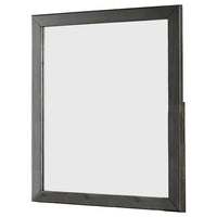 32 Inch Transitional Style Wooden Frame Mirror, Gray - BM233732