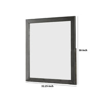 32 Inch Transitional Style Wooden Frame Mirror, Gray - BM233732