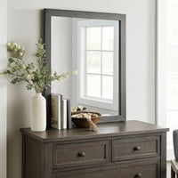 32 Inch Transitional Style Wooden Frame Mirror, Gray - BM233732