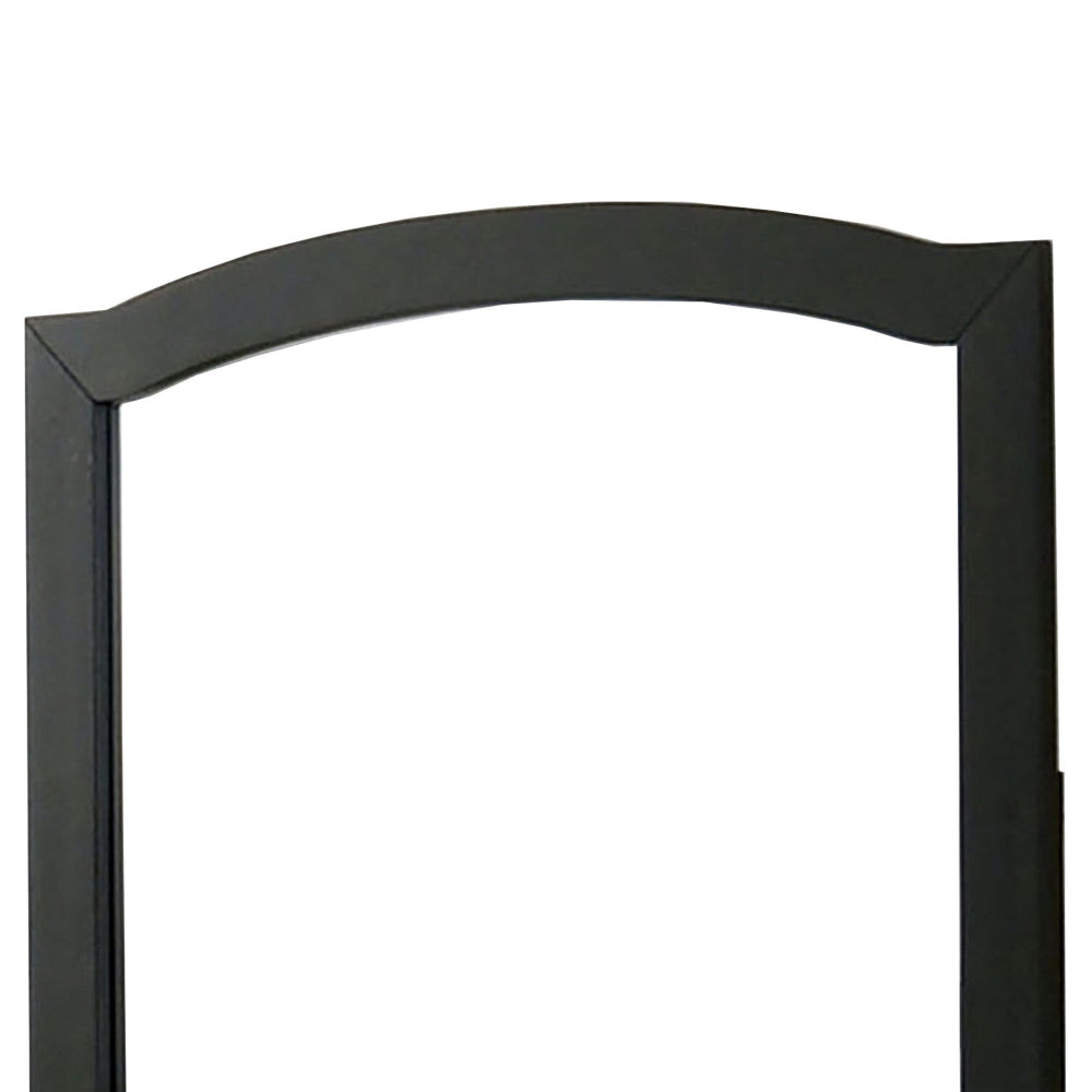 35 Inch Transitional Style Wooden Frame Square Mirror, Black - BM233736