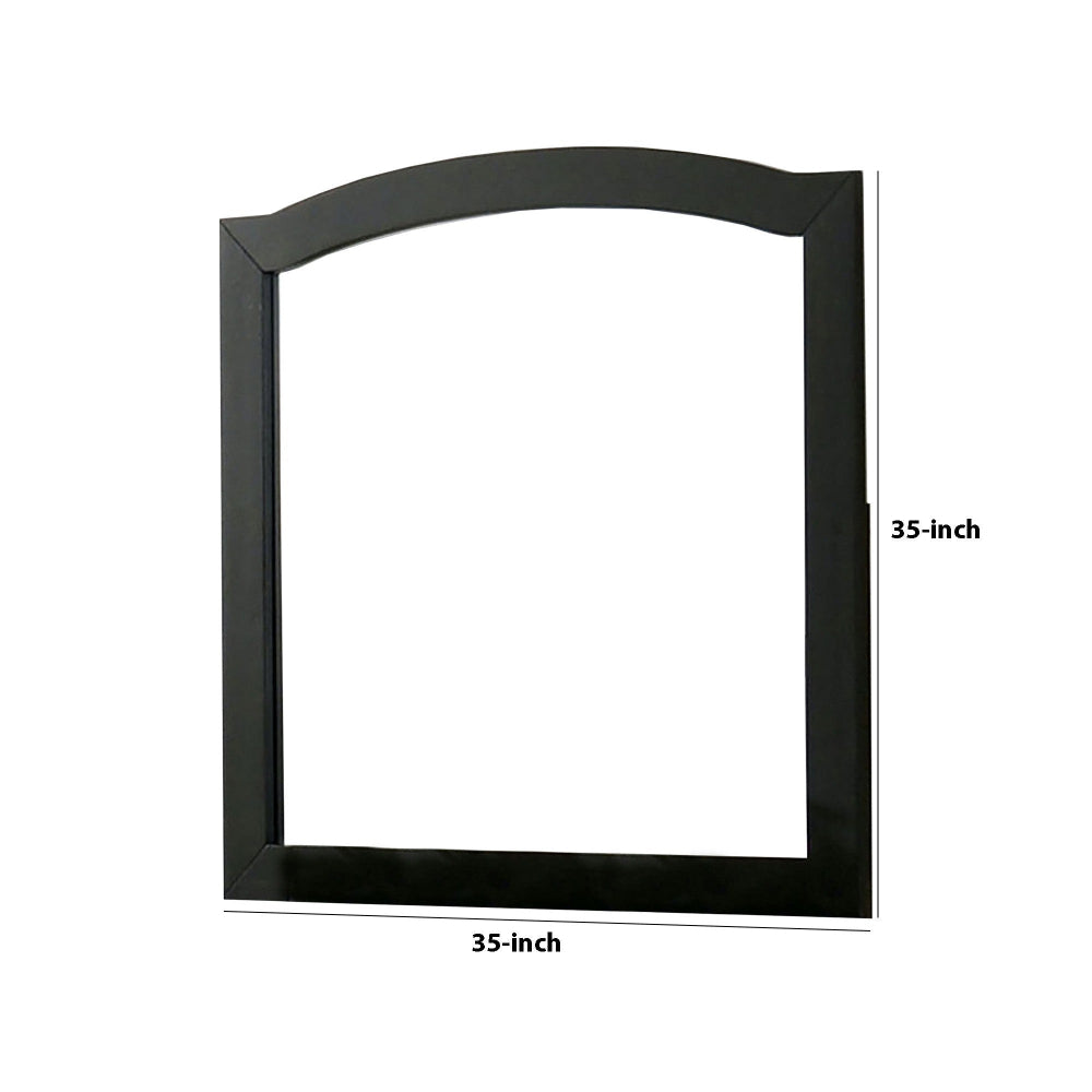 35 Inch Transitional Style Wooden Frame Square Mirror, Black - BM233736