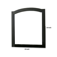 35 Inch Transitional Style Wooden Frame Square Mirror, Black - BM233736