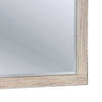 44 Inch Rectangular Rustic Wooden Frame Mirror, Brushed White - BM233750