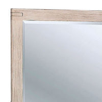 44 Inch Rectangular Rustic Wooden Frame Mirror, Brushed White - BM233750
