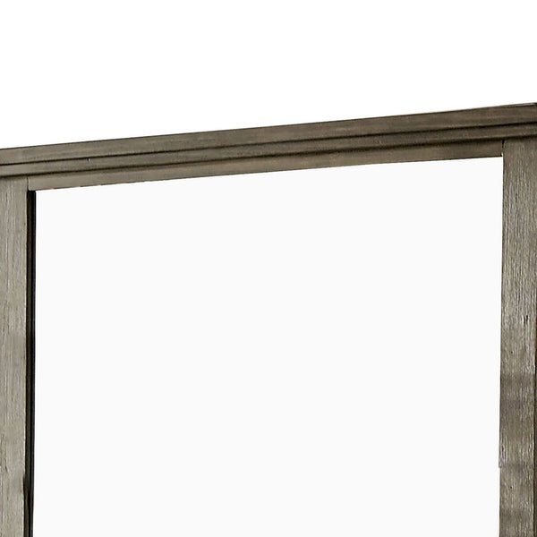 45 Inch Transitional Style Wooden Frame Mirror, Gray - BM233751