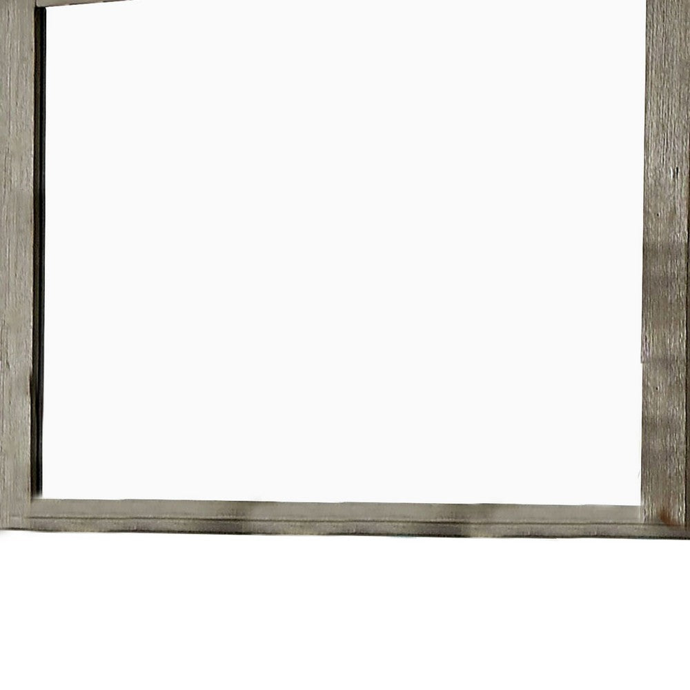 45 Inch Transitional Style Wooden Frame Mirror, Gray - BM233751
