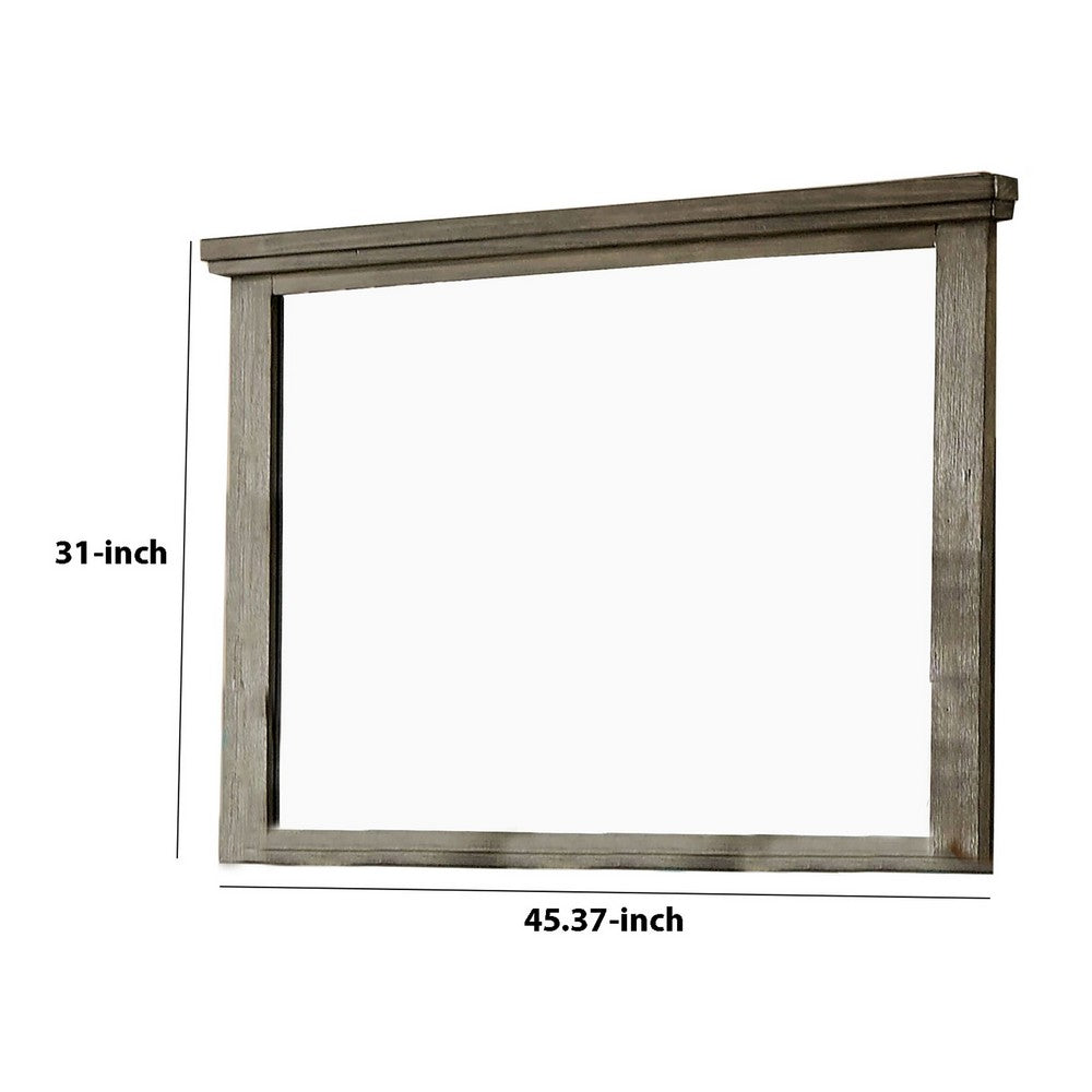 45 Inch Transitional Style Wooden Frame Mirror, Gray - BM233751