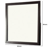38 Transitional Style Square Wooden Frame Mirror, Espresso - BM233753