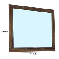 39 Inch Mirror with Rectangular Wooden Frame, Brown - BM233765