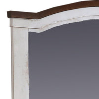 39 Inch Wooden Frame Mirror with Arched Top, White - BM233768
