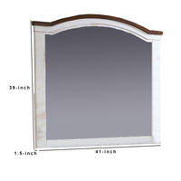 39 Inch Wooden Frame Mirror with Arched Top, White - BM233768