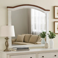 39 Inch Wooden Frame Mirror with Arched Top, White - BM233768
