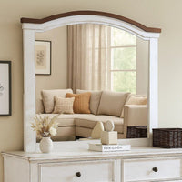 39 Inch Wooden Frame Mirror with Arched Top, White - BM233768