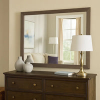 36 Inch Mirror with Rectangular Wooden Frame, Brown - BM233770