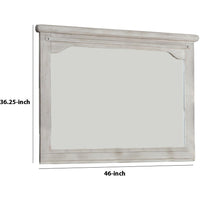36 Inch Mirror with Chiseled Inner Wooden Frame, White - BM233771