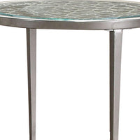 Round Glass Top Metal End Table with Sleek Tapered Legs, Silver - BM233781