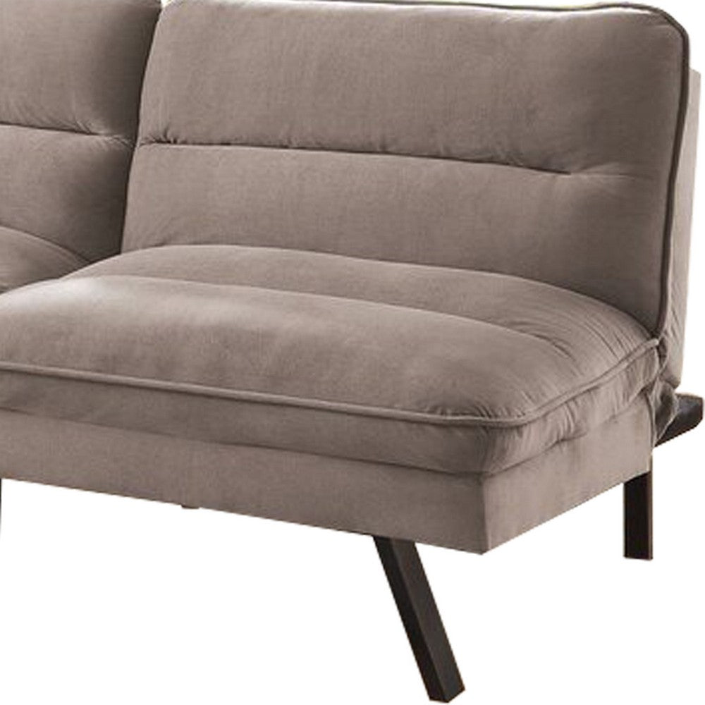 Fabric Futon Sofa with Split Back and Angled Legs, Gray - BM233787