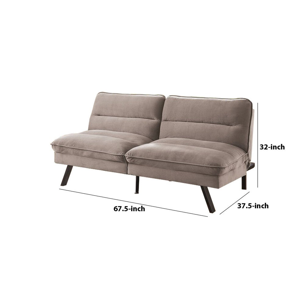 Fabric Futon Sofa with Split Back and Angled Legs, Gray - BM233787