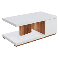 Replicated Wooden Base Coffee Table with 1 Open Shelf, White and Brown - BM233791