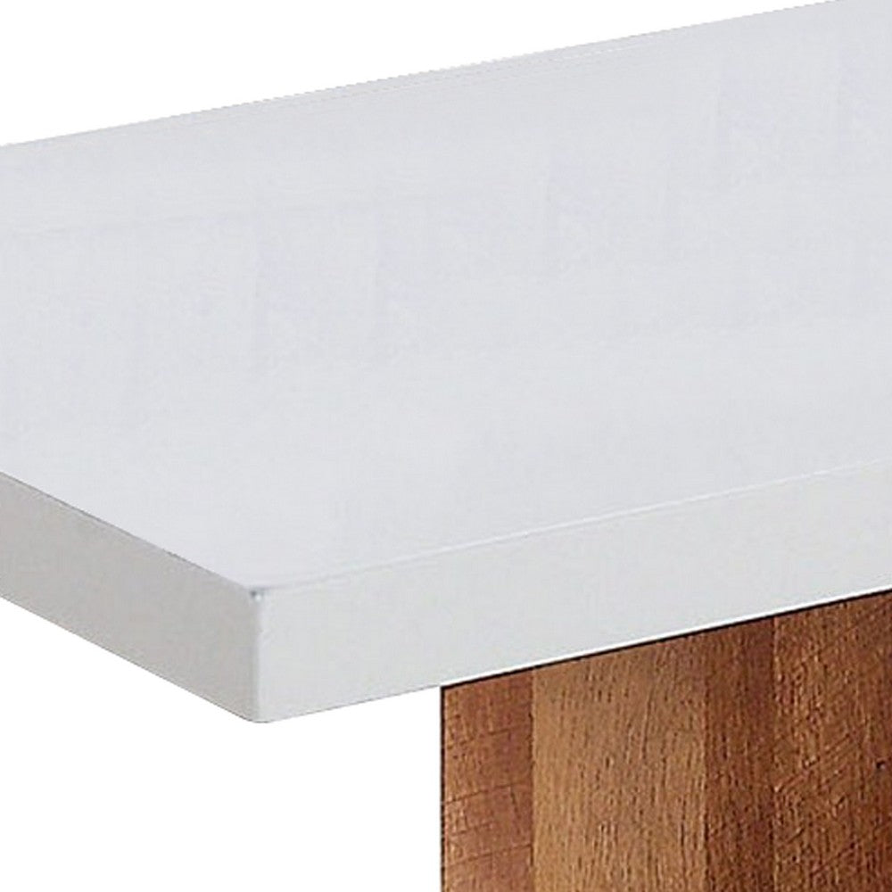 Replicated Wooden Base Coffee Table with 1 Open Shelf, White and Brown - BM233791