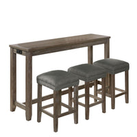 4 Piece Wooden Counter Height Table with Fabric Padded Stool, Brown - BM233803