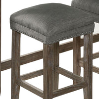 4 Piece Wooden Counter Height Table with Fabric Padded Stool, Brown - BM233803