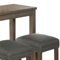 4 Piece Wooden Counter Height Table with Fabric Padded Stool, Brown - BM233803