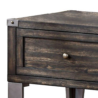 1 Drawer Wooden End Table with Metal Angled Legs, Brown - BM233853
