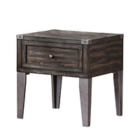 1 Drawer Wooden End Table with Metal Angled Legs, Brown - BM233853