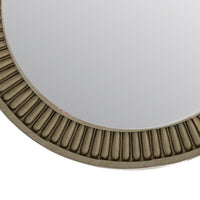 Traditional Style Round Mirror with Decorative Trim Edges, White - BM233863