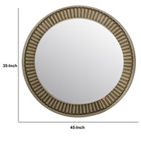 Traditional Style Round Mirror with Decorative Trim Edges, White - BM233863