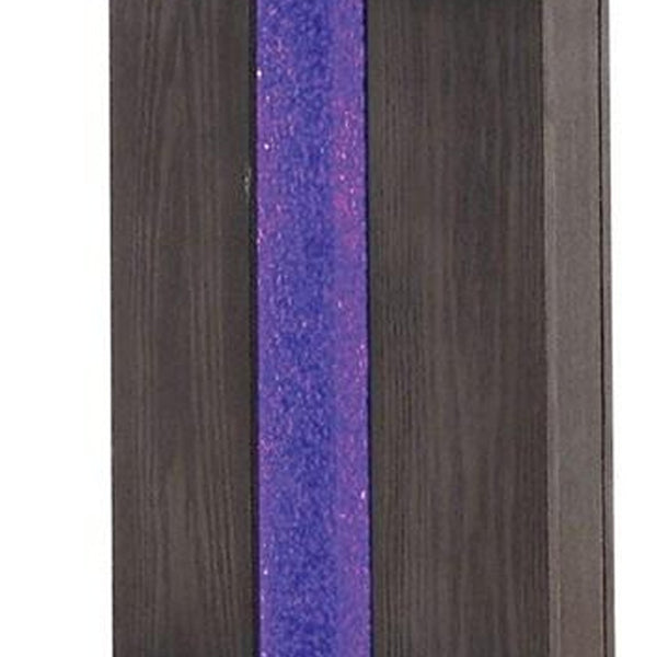 Glass Top End Table with Wooden Pedestal Base, Gray - BM233876