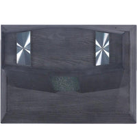 Glass Top End Table with Wooden Pedestal Base, Gray - BM233876