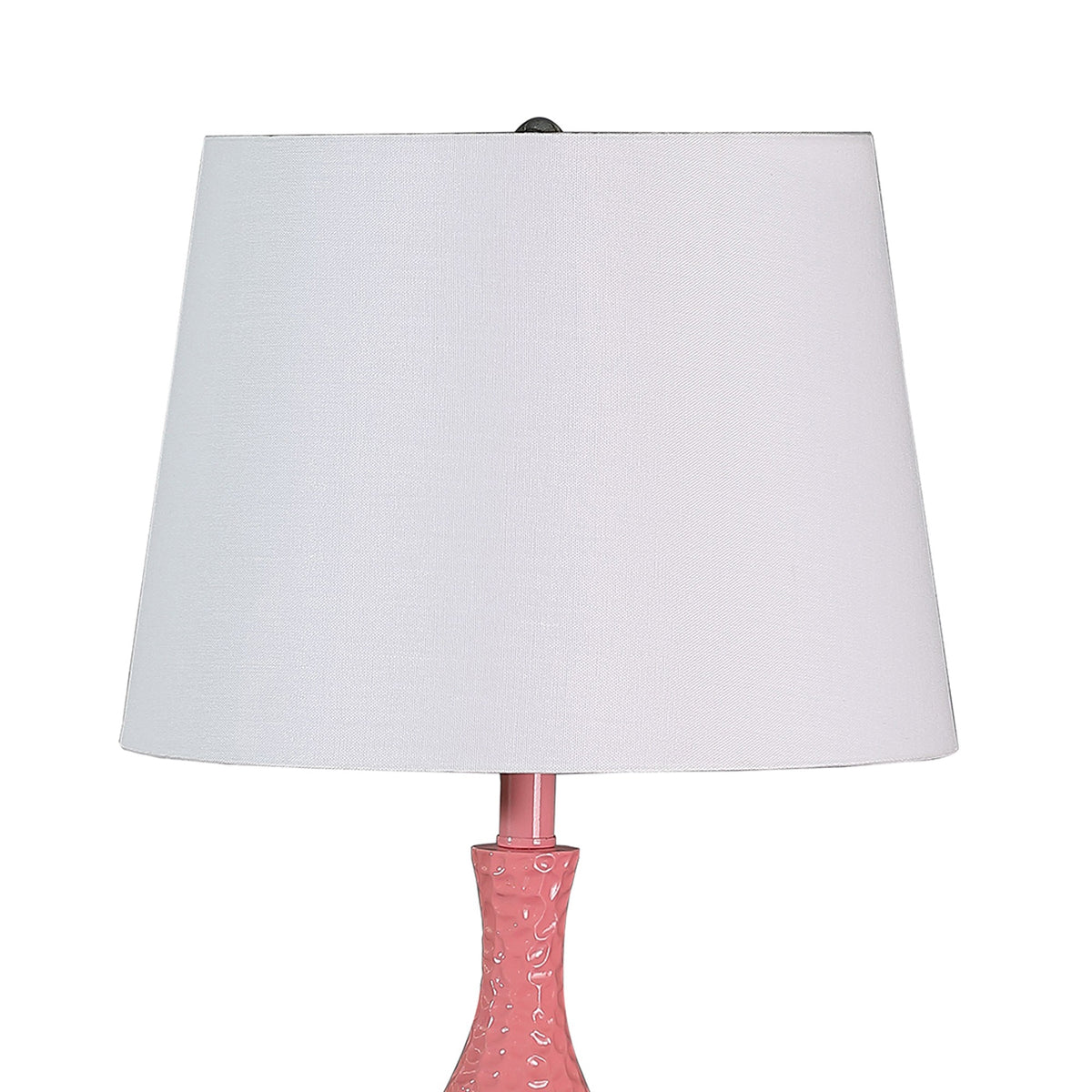 Pin Bowl Design Metal Table Lamp with Hammered Pattern, Pink  - BM233920